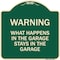 Signmission What Happens in the Garage Stays in the Garage Heavy-Gauge Aluminum Architectural Sign A-DES-G-1818-22703 - alternate 1